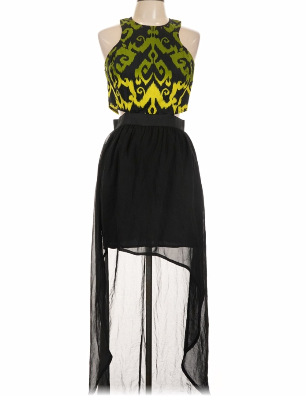 Womens peek a boo side 2Be BEBE Maxi dress size M black and green